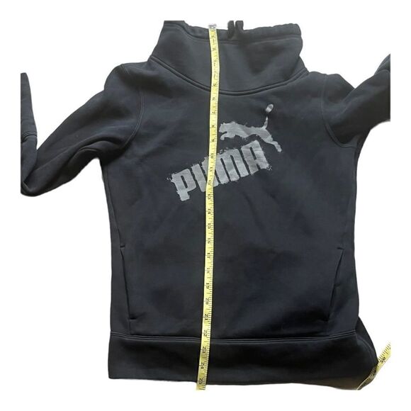 Puma branded sweatshirt drawstring cowl neck with kangaroo pocket black Size XS - Picture 12 of 15